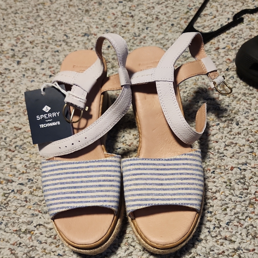 Sperry Women's Sandals - Blue and White Stripes